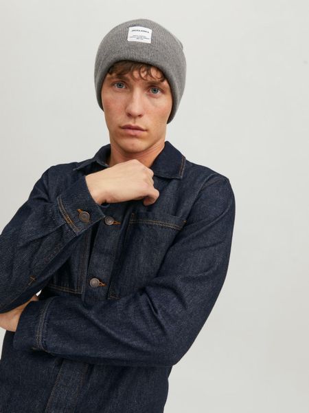Шапка JACLONG KNIT BEANIE NOOS 12150627-Grey Melange Jack & Jones ONE SIZE Сірий 12150627-Grey Melange фото